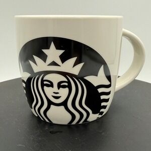 Starbucks Siren Logo Coffee Mug White Black 14oz 2017 Ceramic Cup
